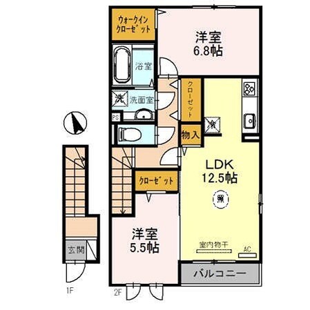 姫路駅 バス18分  神姫バス　西蒲田下車：停歩2分 2階の物件間取画像